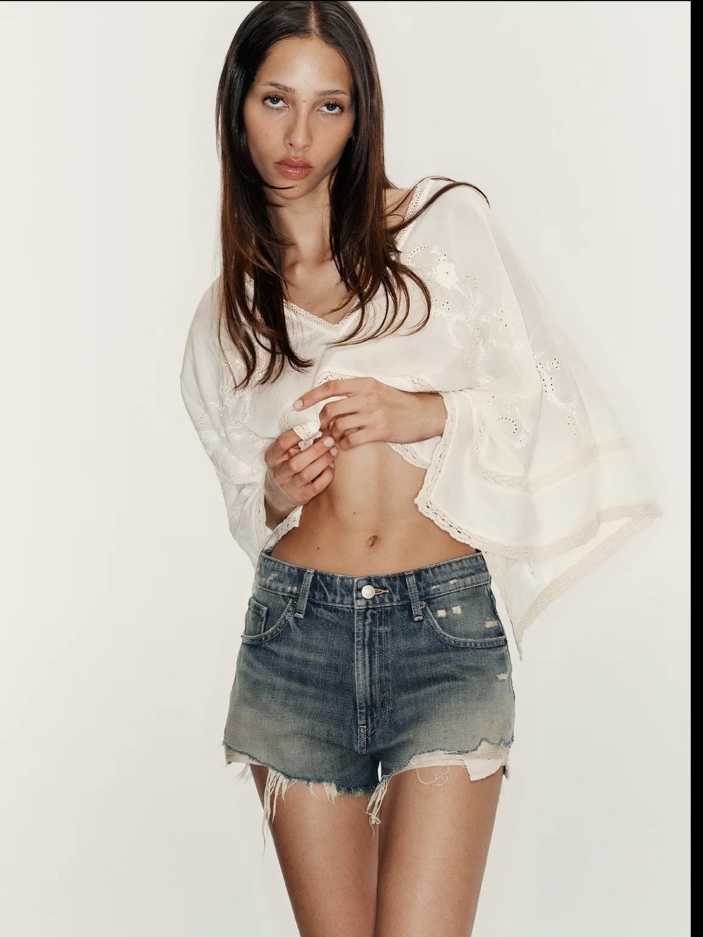 Zara Ripped High Waisted Denim Shorts